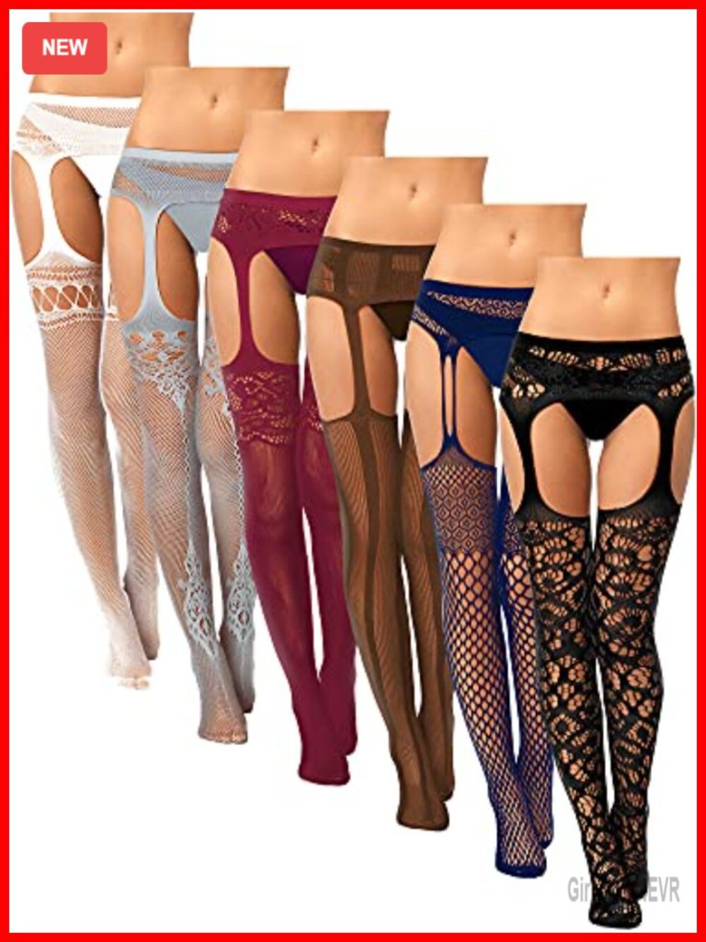 Fishnet Thigh High Stockings Suspender Pantyhose Garter Belt 6 Pairs Costume